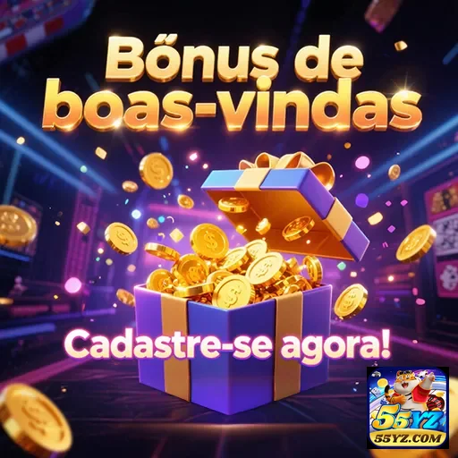 Imagem de boas-vindas do 55yz, apresentando um bônus especial para novos usuários.
